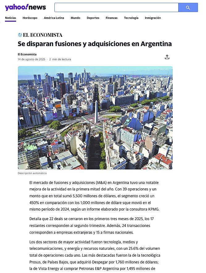 Se disparan fusiones y adquisiciones en Argentina